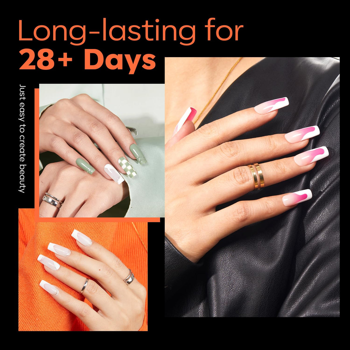 Close-up of Modelones Medium Square Nail Tips showing half-matte texture