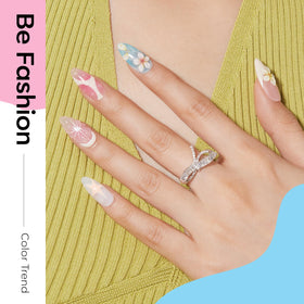 Close-up of modelones milky white gel polish