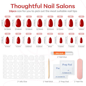 close-up of modelones Red Press On Nails texture