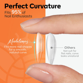 Close-up of Modelones Short Almond Nail Tips half-matte texture
