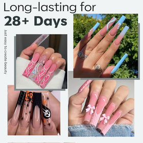 Close-up of Modelones XXL Long Square Nail Tips showing half matte finish