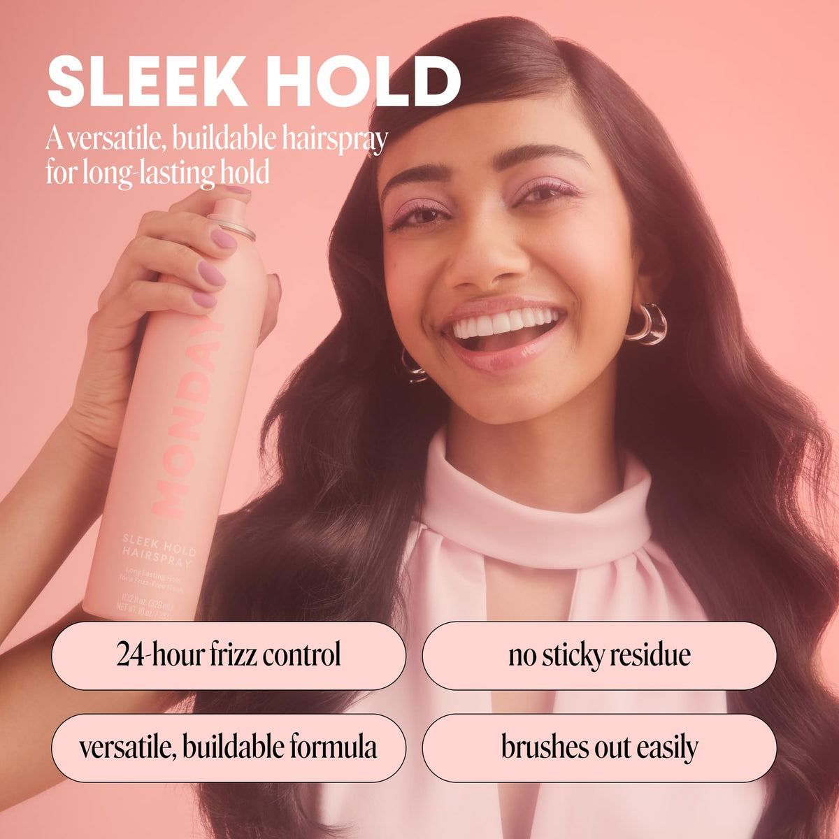 Close-up of MONDAY HAIRCARE SLEEK HOLD Hairspray nozzle