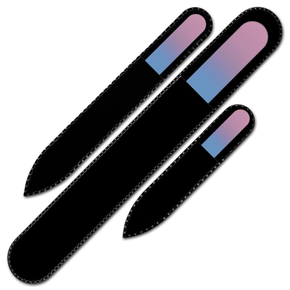 Close-up of Mont Bleu Glass Nail File showing the smooth filing surface