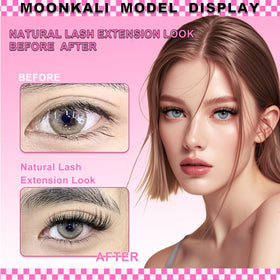 Close-up of MOONKALI lash clusters in 8-18MM range