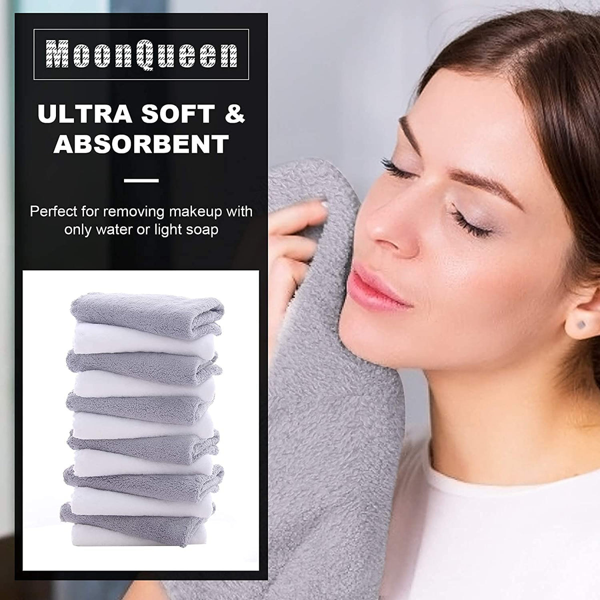 Close-up of MOONQUEEN microfiber face towel texture