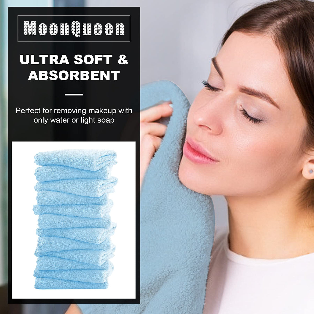 Close-up of MOONQUEEN Microfiber Facial Cloth showing soft texture