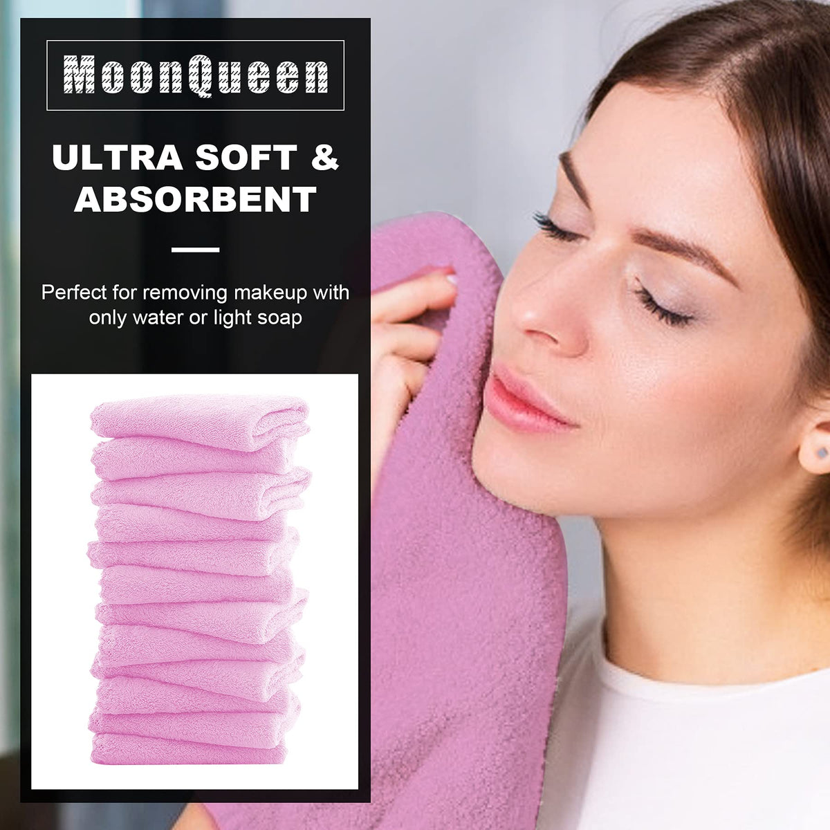 Close-up of MOONQUEEN Microfiber Facial Cloth showing soft texture