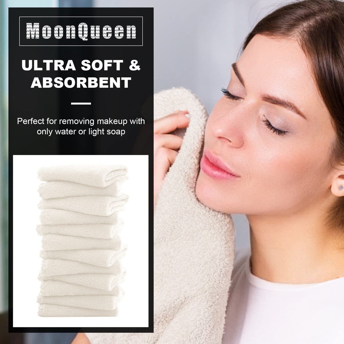 Close-up of MOONQUEEN Microfiber Facial Cloth showing soft texture