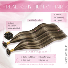 Close-up of Moresoo K Tip Hair Extensions keratin bond