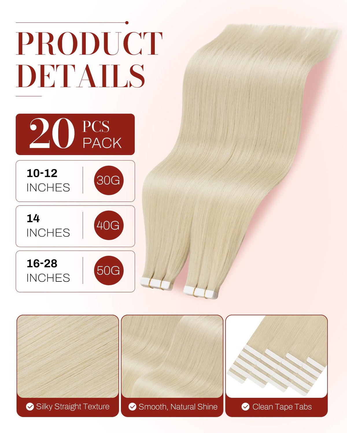 Close-up of Moresoo Tape-In Hair Extensions showing texture