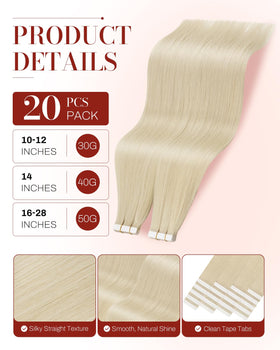 Close-up of Moresoo Tape-In Hair Extensions showing texture
