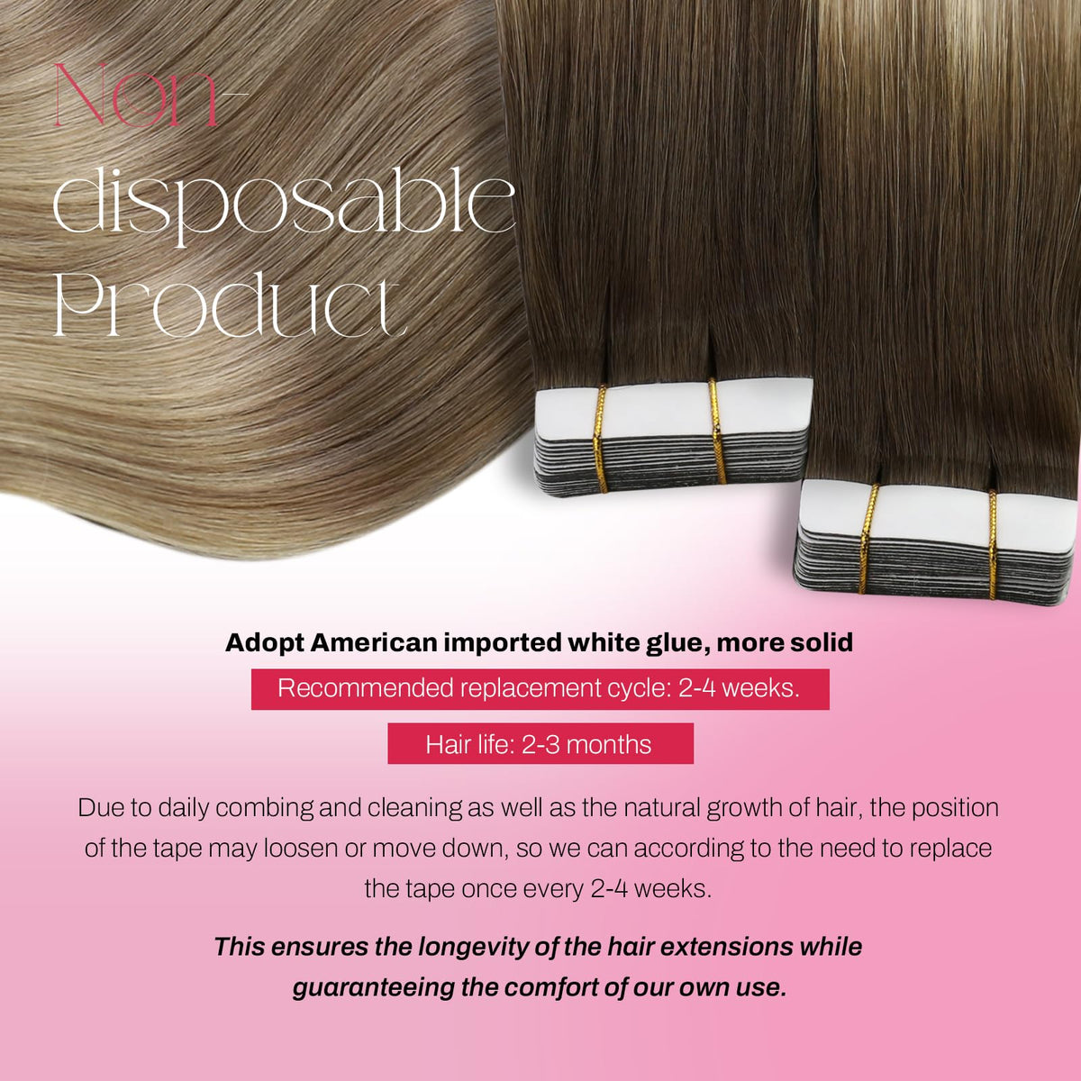 Close-up of Moresoo Tape in Hair Extensions tape