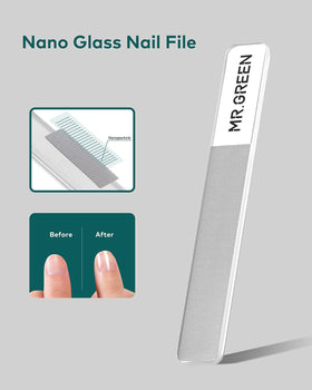 Close-up of MR.GREEN Nano Glass Nail File showing texture