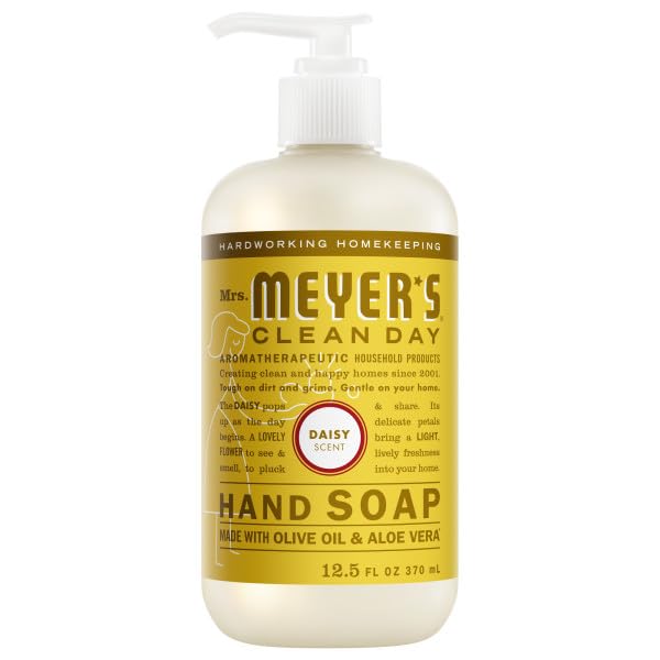 Close-up of Mrs. MEYER'S Liquid Hand Soap Daisy scent bottle