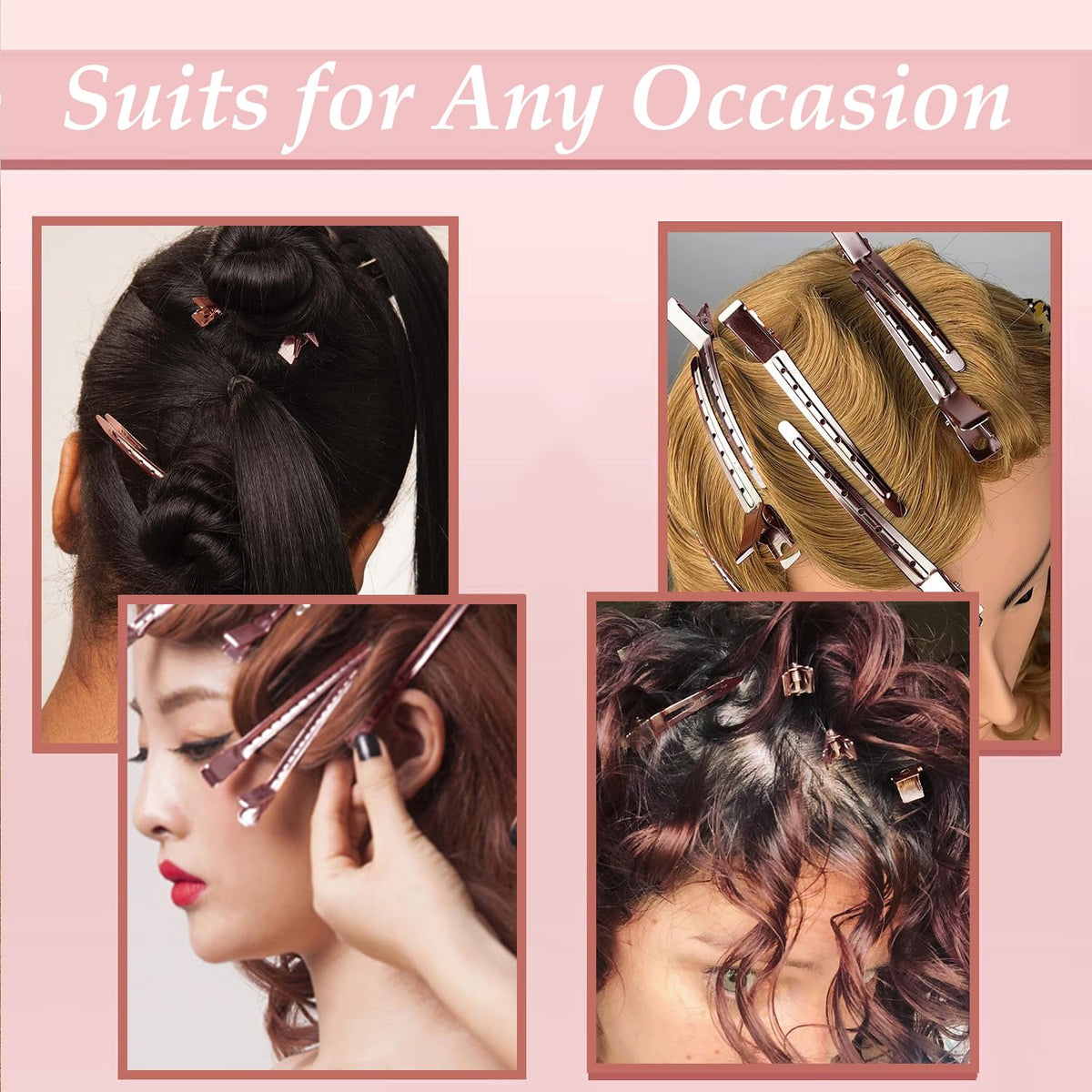 Close-up of Mythos Pink Duck Billed Hair Clips