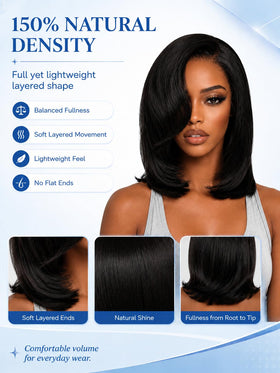 Close-up of Nadula Glueless Short Layered Bob Wig showing texture