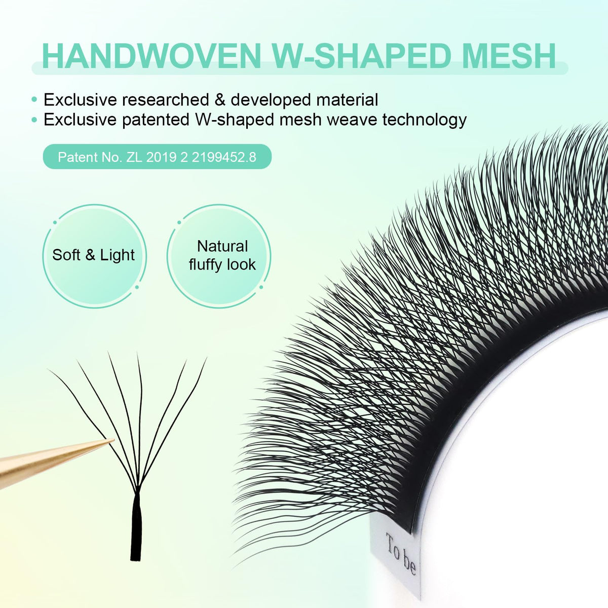 Close-up of NAGARAKU 6D W Premade Fans Lash Extensions showing the W shape