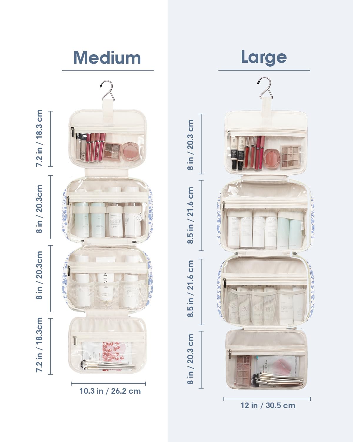Close-up of Narwey Hanging Floral Toiletry Bag zipper and fabric