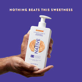 Close-up of Native Blueberry Cobbler 2-in-1 Shampoo and Conditioner bottle