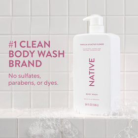 Close-up of Native Body Wash pump dispenser