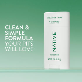 Close-up of Native Deodorant Eucalyptus & Mint stick showing smooth texture