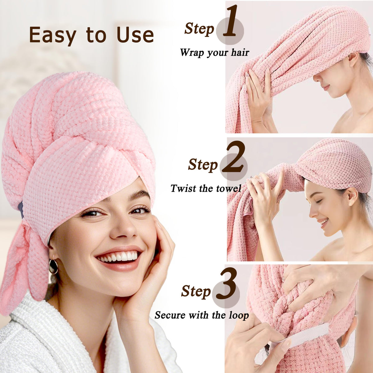 Close-up of Netcken hair wrap towel texture
