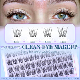 Close-up of Newcally 9-12MM lash clusters in black
