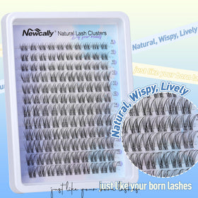 Close-up of Newcally lash clusters showing D-curly design