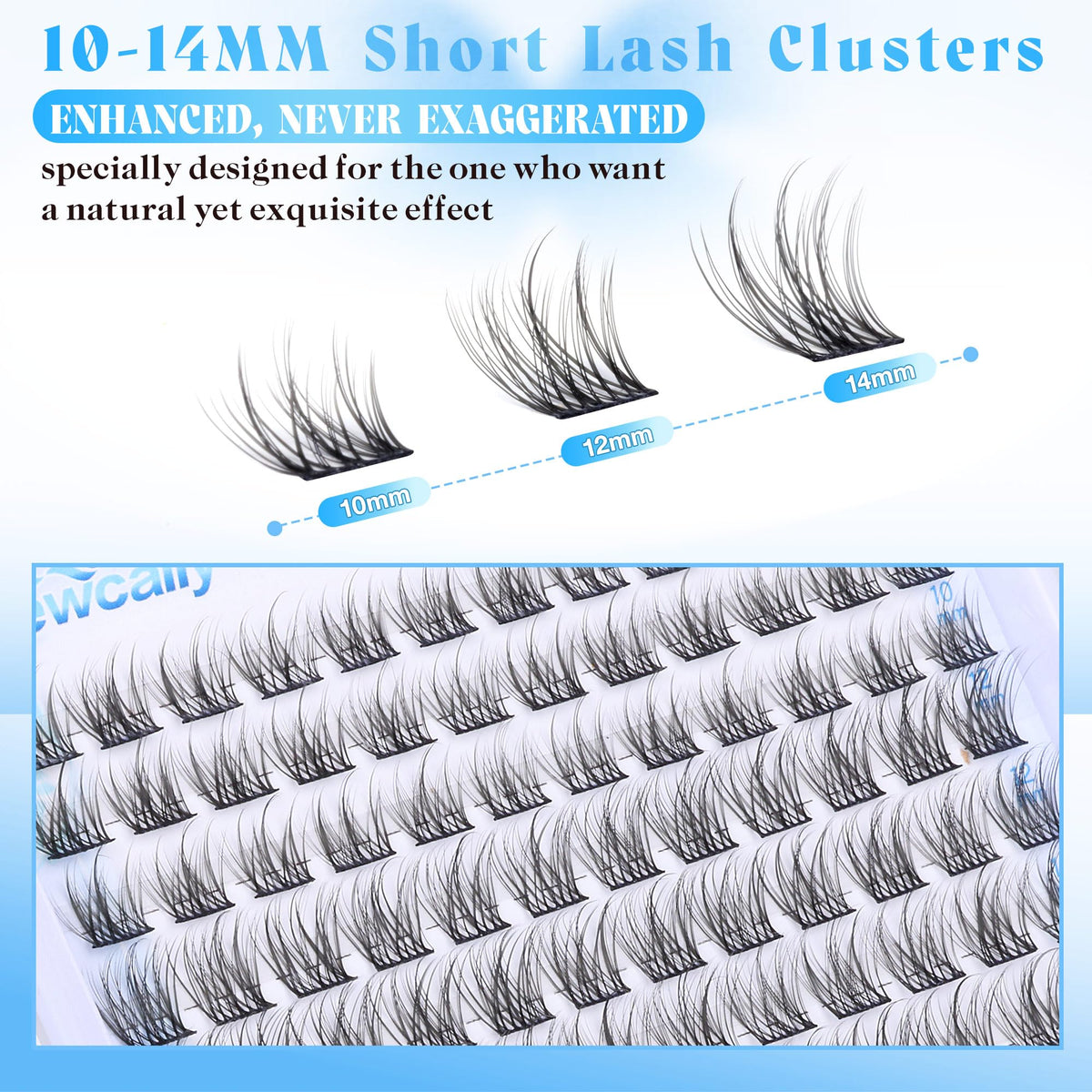 Close-up of Newcally Natural Lash Clusters showing C-curly design