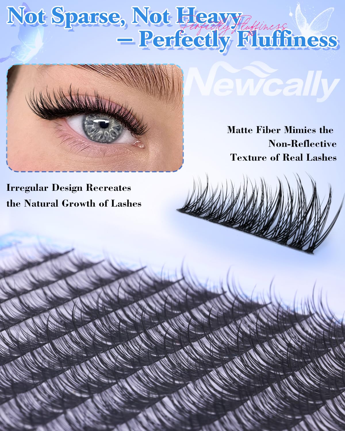 Close-up of Newcally Short Natural Lash Clusters