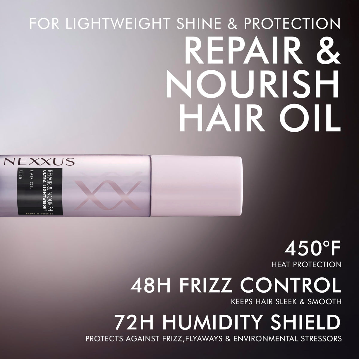 Close-up of Nexxus Hair Oil pouring into hand