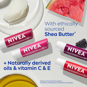 Close-up of NIVEA Fruity Cuties Lip Balm ingredients