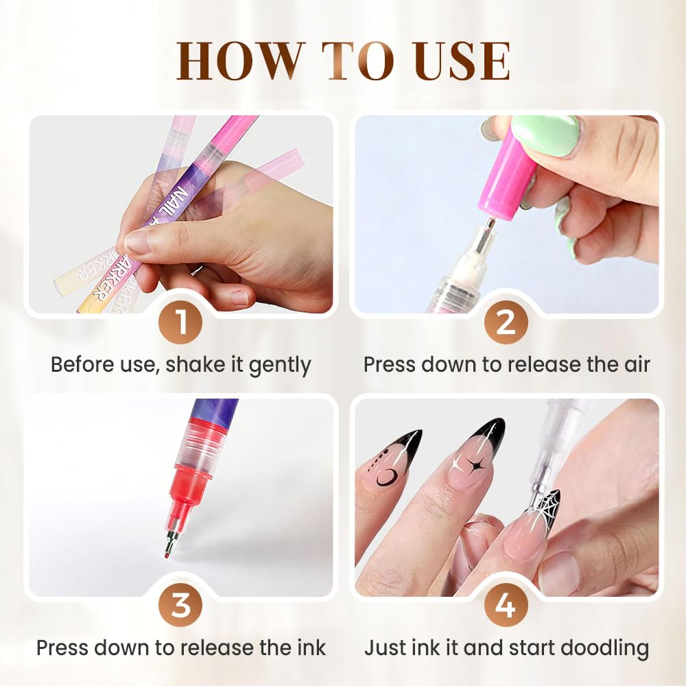 Close-up of NOGCAW Nail Art Pens fine tip