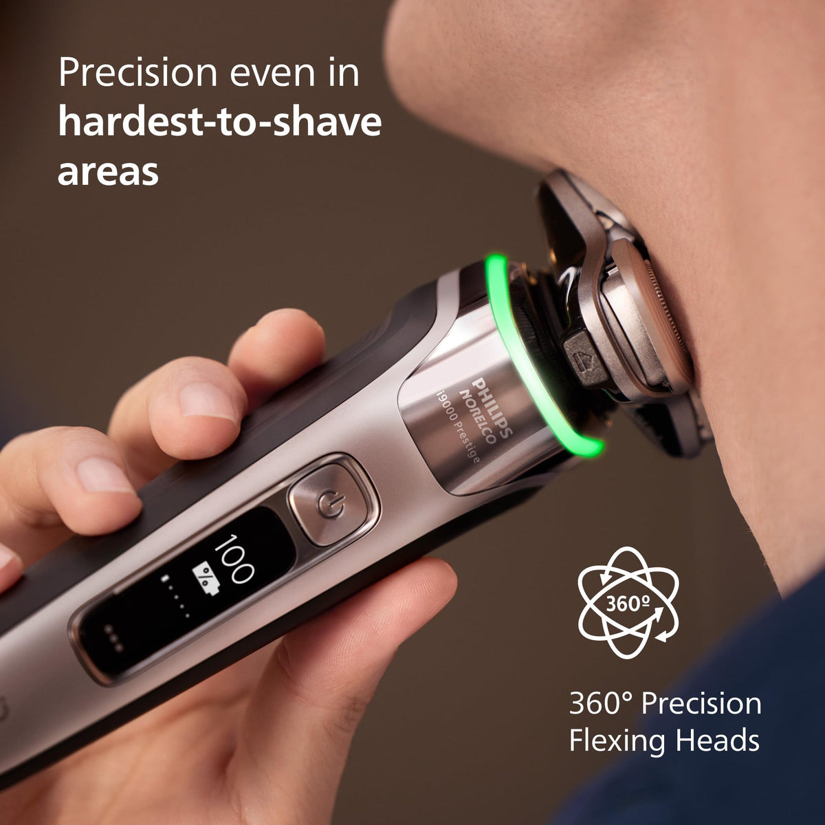 Close-up of Norelco i9000 Prestige Electric Shaver blades