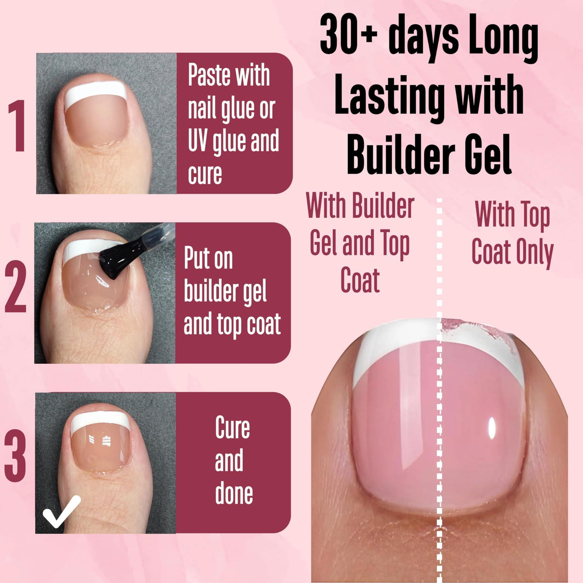 Close-up of NOVO OVO Fake Toe Nail Tips showing matte finish