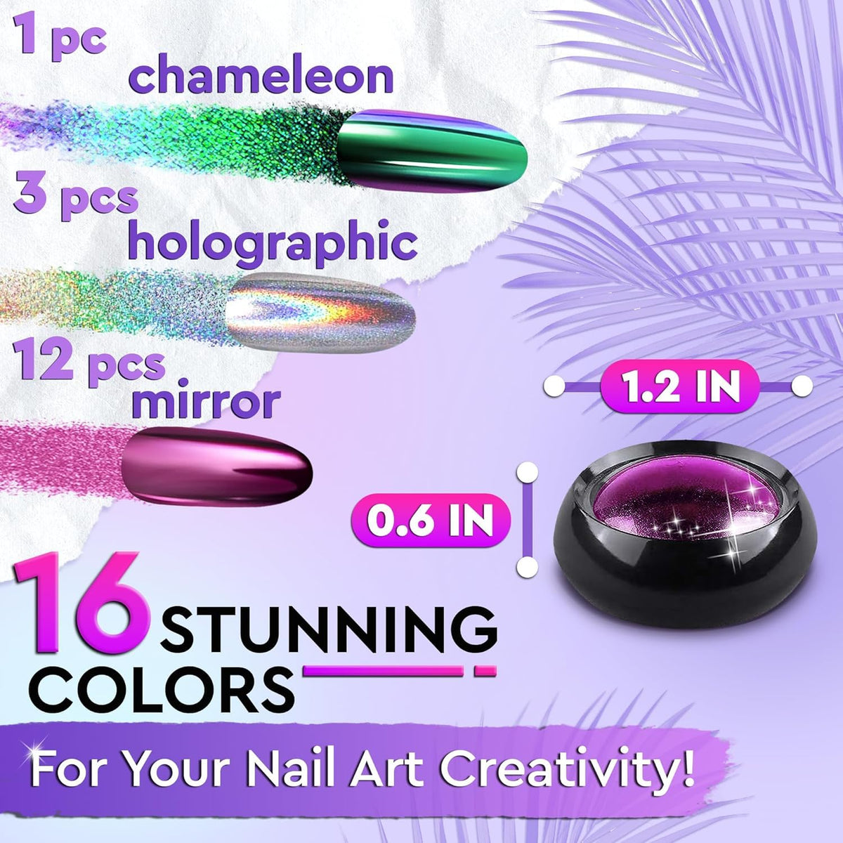 Close-up of Novsix chrome nail powder showing mirror effect