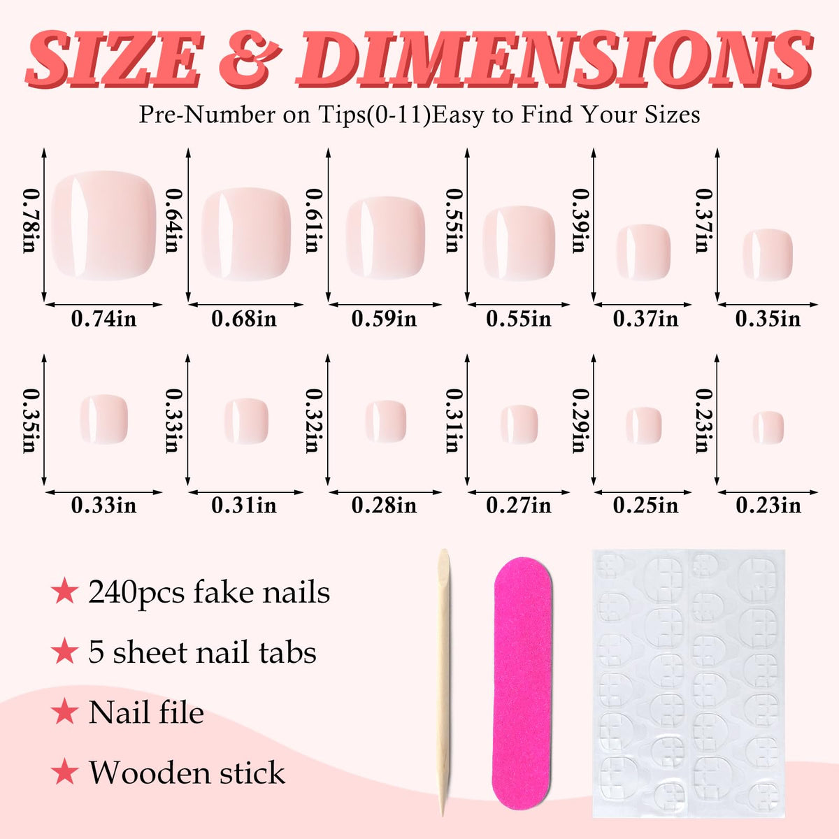 Close-up of nude pink press on toenails in storage case