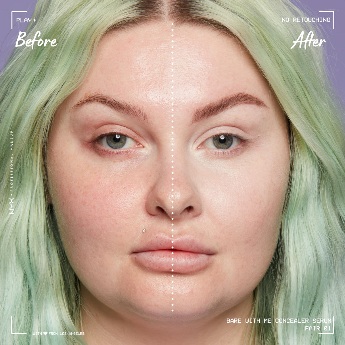 Close-up of NYX Bare With Me Concealer Serum texture on skin