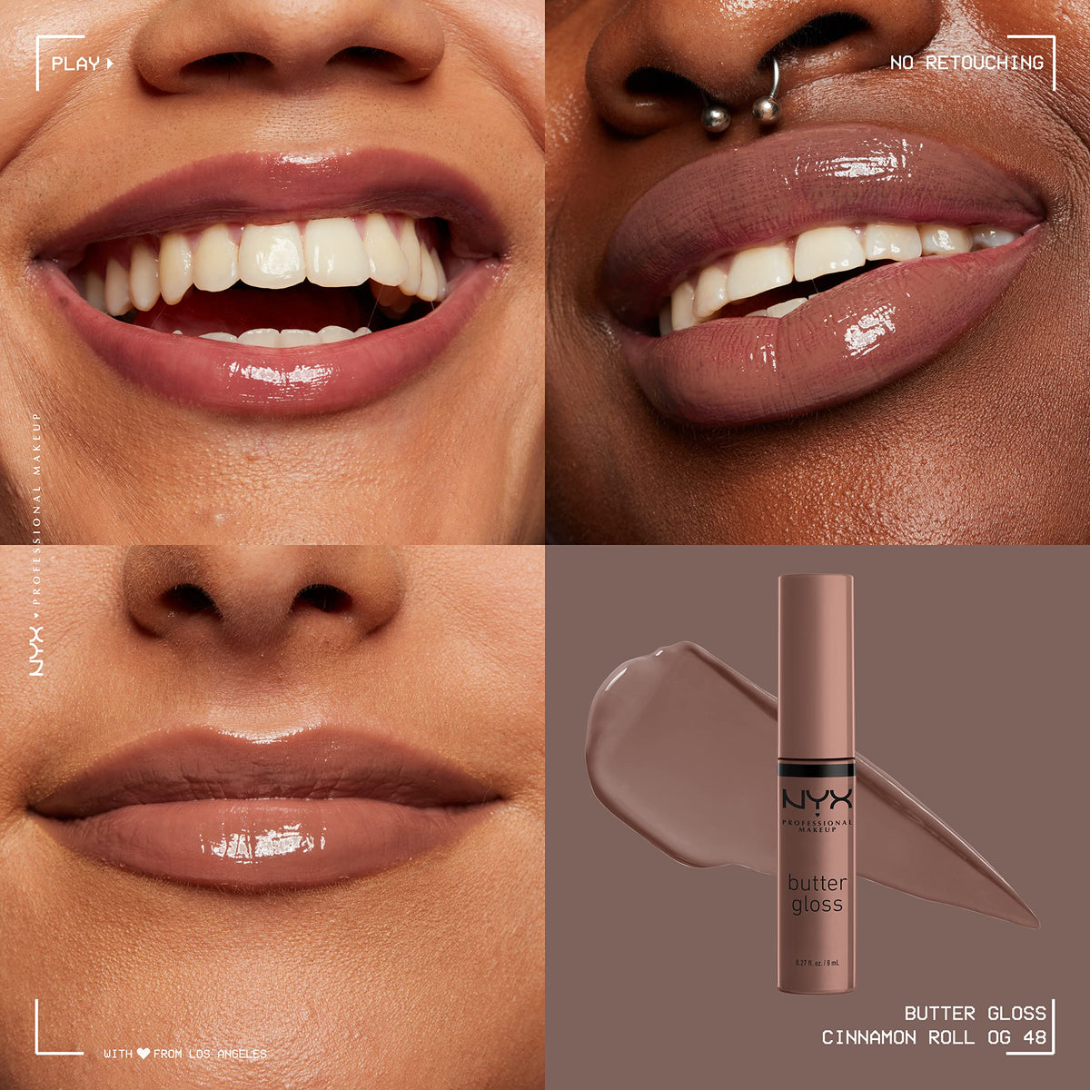 Close-up of NYX Butter Gloss Brown Sugar texture