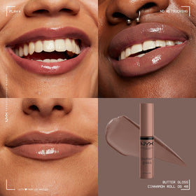Close-up of NYX Butter Gloss Brown Sugar texture