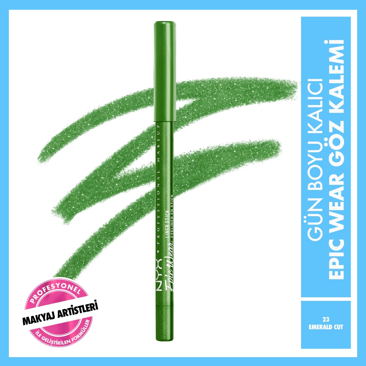 Close-up of NYX Epic Wear Liner Stick tip in Emerald Cut