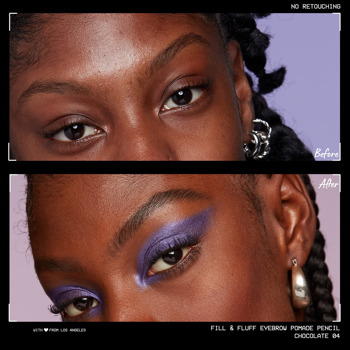 Close-up of NYX eyebrow pomade pencil in Chocolate shade