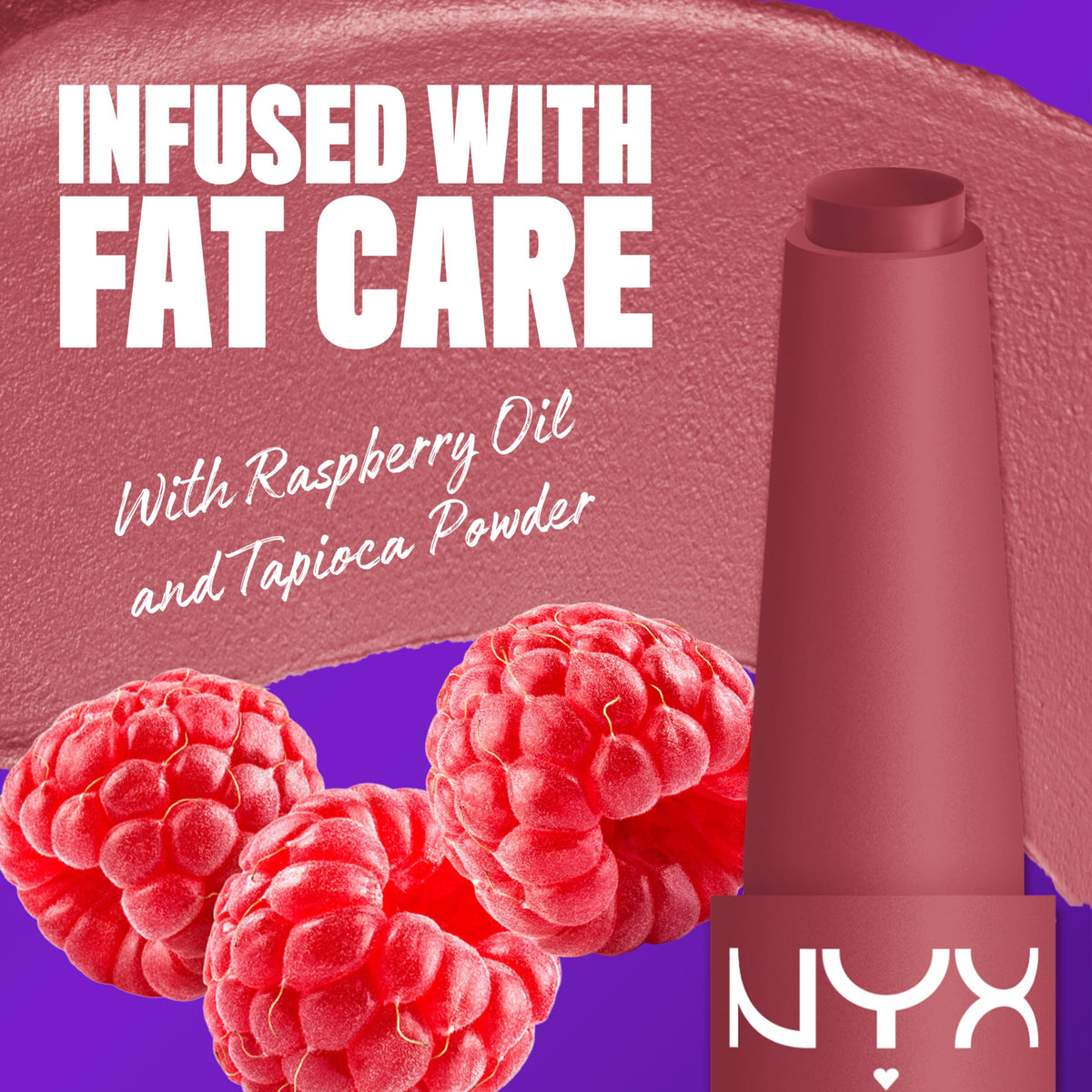 Close-up of NYX Fat Matte Lipstick Blush Blanket texture