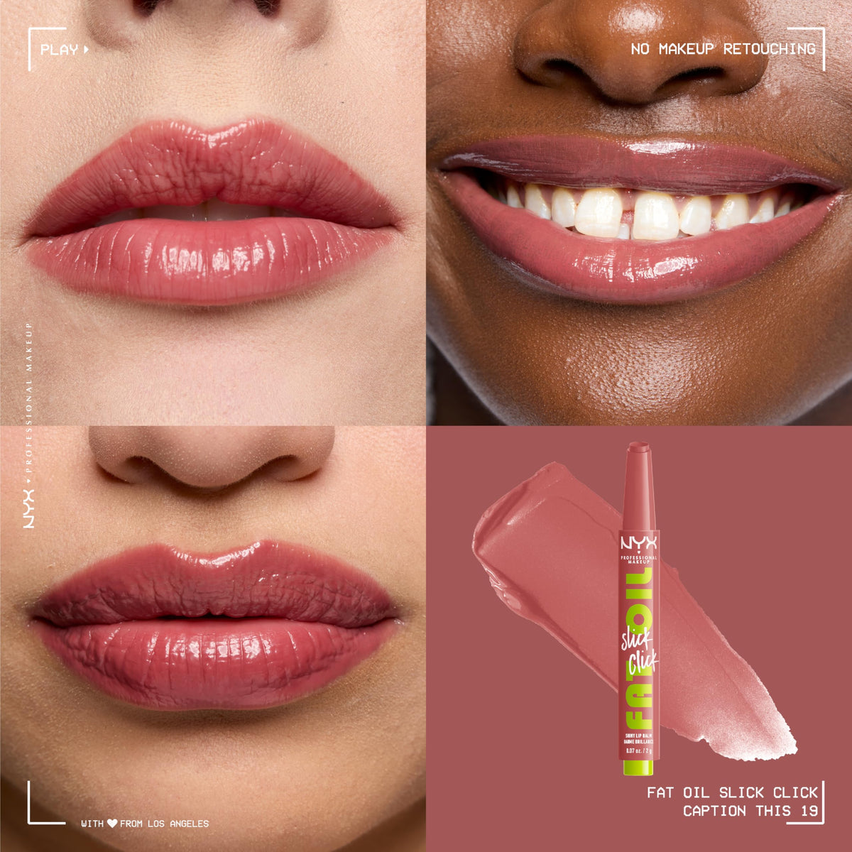Close-up of NYX Fat Oil Slick Click Lip Balm applicator
