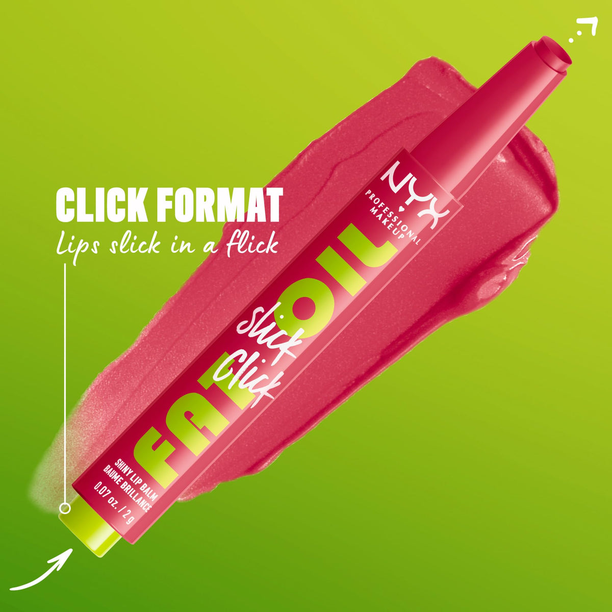 Close-up of NYX Fat Oil Slick Click Lip Balm texture