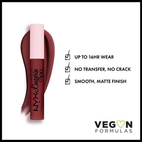 Close-up of NYX Lip Lingerie XXL Matte Liquid Lipstick Strip & Tease applicator