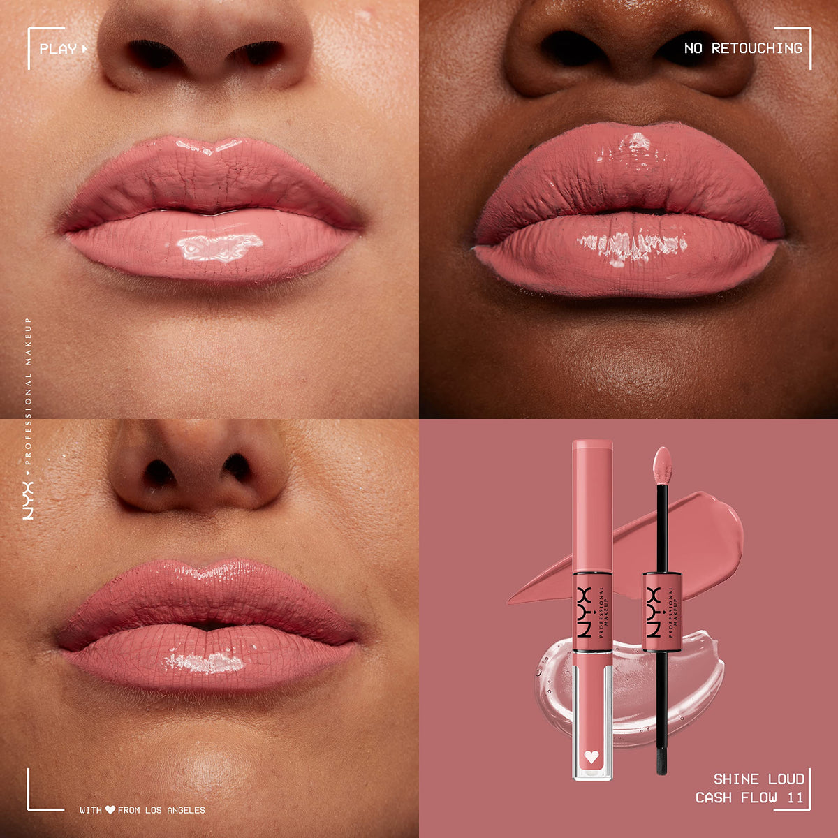 Close-up of NYX Shine Loud Liquid Lipstick Cash Flow applicator