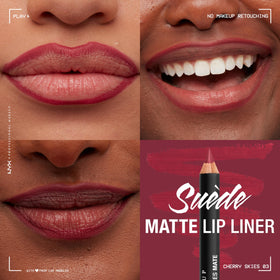 Close-up of NYX Suede Matte Lip Liner Cherry Skies tip