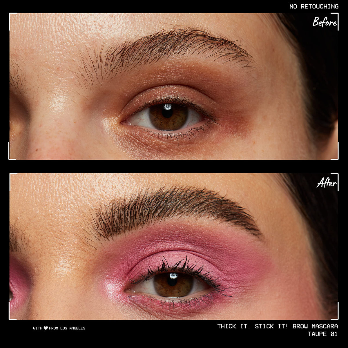 Close-up of NYX Thick It Stick It Brow Mascara Taupe applicator