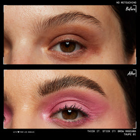Close-up of NYX Thick It Stick It Brow Mascara Taupe applicator
